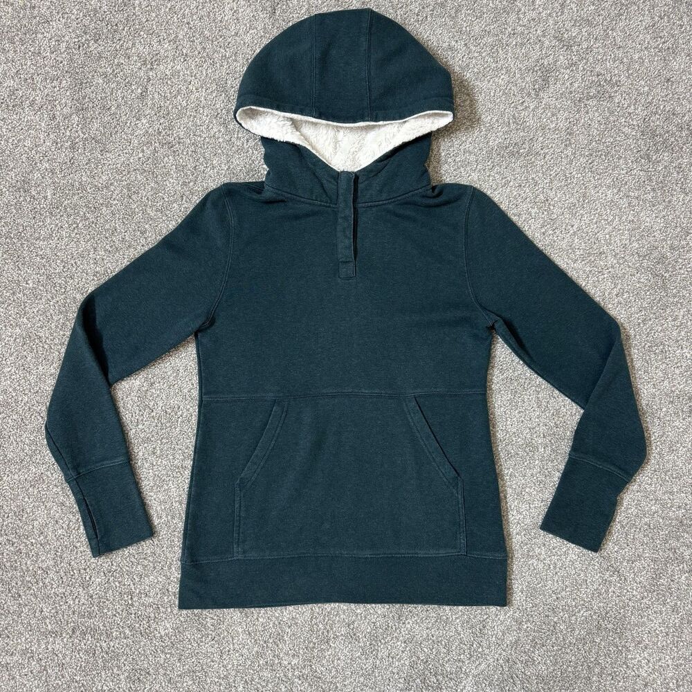 Wild Rye Hoodie Womens 4 Green Sherpa Lined Hood Snap Placket Thumbholes Casual